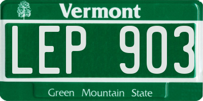 VT license plate LEP903