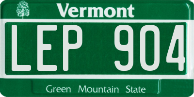 VT license plate LEP904