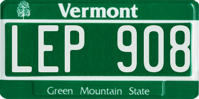 VT license plate LEP908
