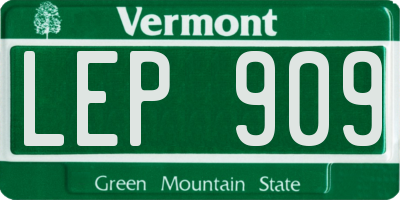 VT license plate LEP909