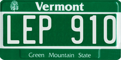 VT license plate LEP910