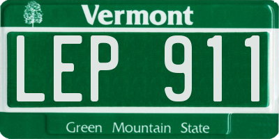 VT license plate LEP911