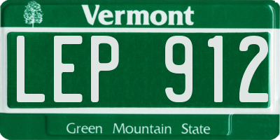VT license plate LEP912