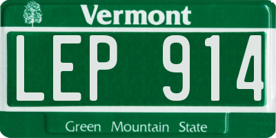 VT license plate LEP914
