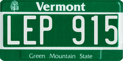 VT license plate LEP915