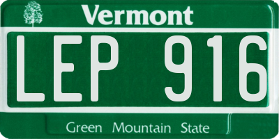 VT license plate LEP916