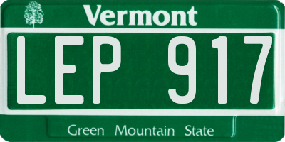 VT license plate LEP917
