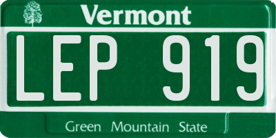 VT license plate LEP919
