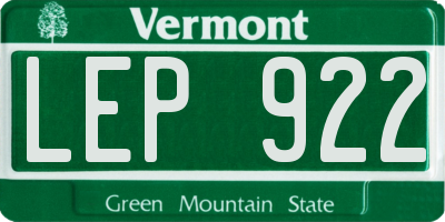 VT license plate LEP922