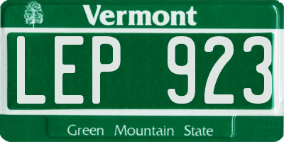 VT license plate LEP923