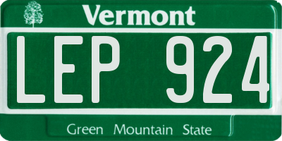 VT license plate LEP924