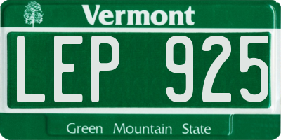 VT license plate LEP925