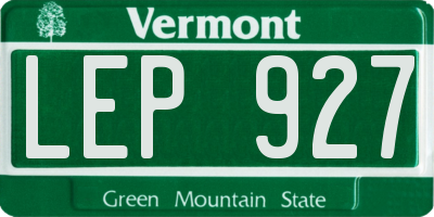 VT license plate LEP927