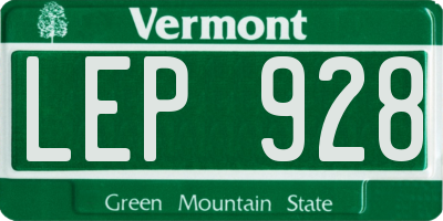 VT license plate LEP928