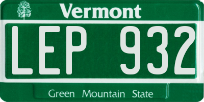 VT license plate LEP932
