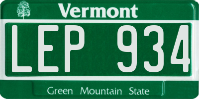 VT license plate LEP934