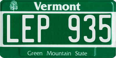 VT license plate LEP935