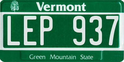 VT license plate LEP937