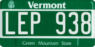 VT license plate LEP938