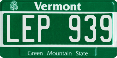VT license plate LEP939