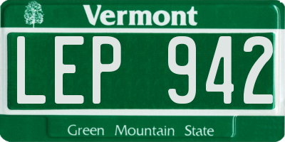VT license plate LEP942