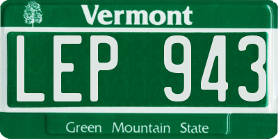 VT license plate LEP943