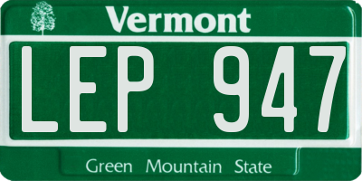 VT license plate LEP947