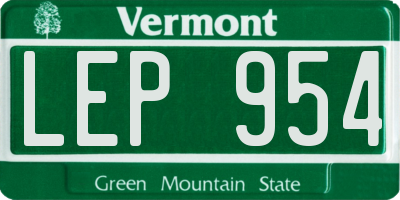 VT license plate LEP954