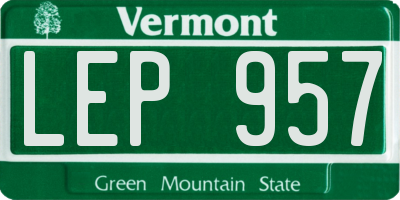 VT license plate LEP957