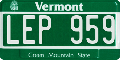 VT license plate LEP959