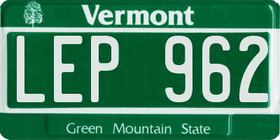 VT license plate LEP962
