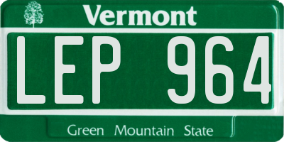 VT license plate LEP964