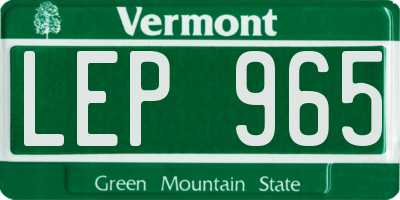 VT license plate LEP965