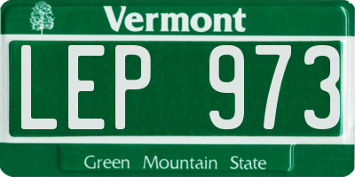 VT license plate LEP973