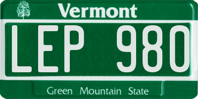 VT license plate LEP980