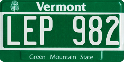 VT license plate LEP982