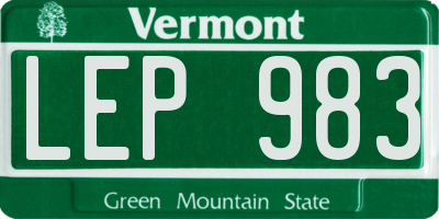 VT license plate LEP983