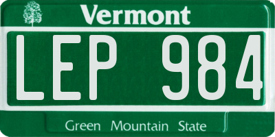 VT license plate LEP984