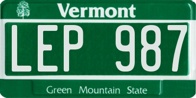 VT license plate LEP987