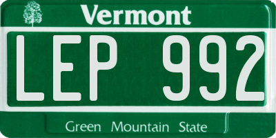 VT license plate LEP992