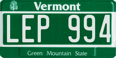 VT license plate LEP994