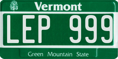 VT license plate LEP999