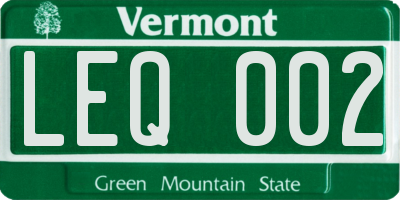 VT license plate LEQ002