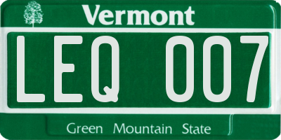 VT license plate LEQ007