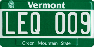 VT license plate LEQ009