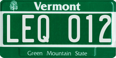 VT license plate LEQ012