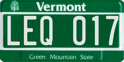 VT license plate LEQ017