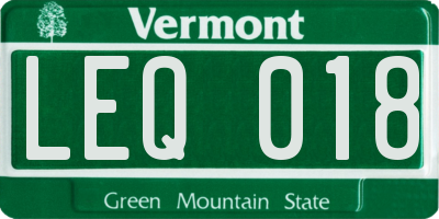 VT license plate LEQ018