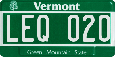 VT license plate LEQ020