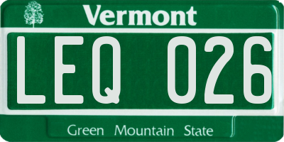 VT license plate LEQ026